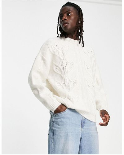 ASOS Oversized Cable Knit Jumper - White