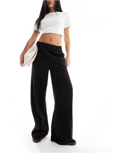 Pieces Tailored Wide Leg Trousers - Black