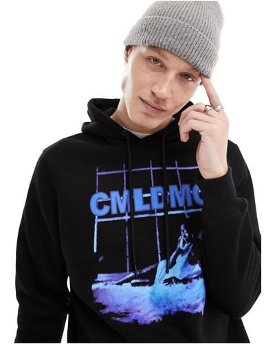 Criminal Damage Hoodie With Graphic Large Front Print - Grey