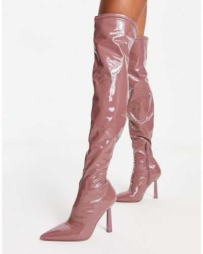 ALDO Nella Over The Knee Patent Boots - Pink