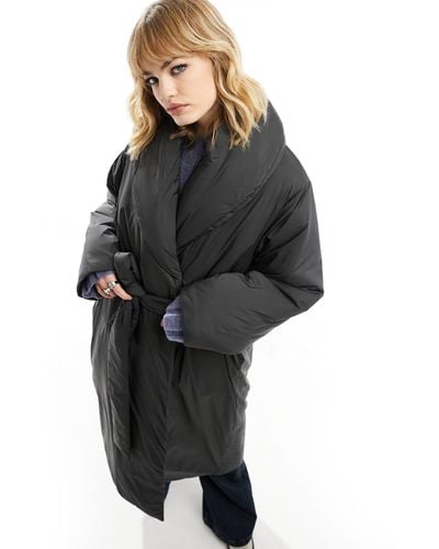 Weekday Zyan Padded Coat With Belt Detail - Blue