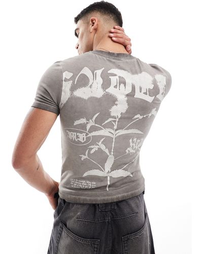 ASOS Muscle Fit Crop T-shirt - Grey