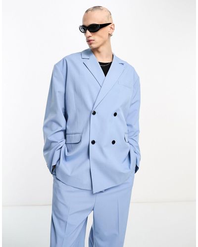 Weekday Exclusivité asos - - klas - blazer d'ensemble ample - poudré - Bleu