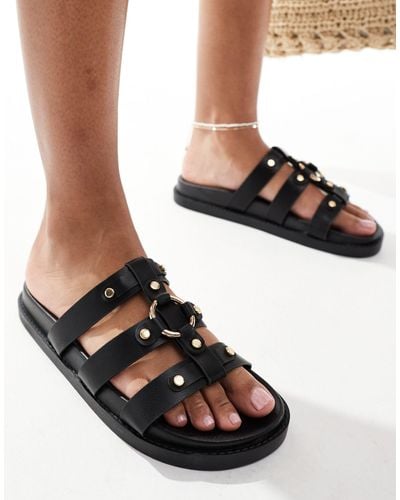 New Look Strappy Chunky Flat Sandal - Black