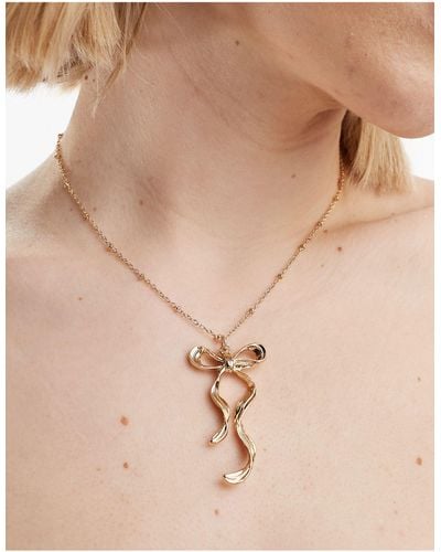 ASOS Necklace With Bow Charm - Natural