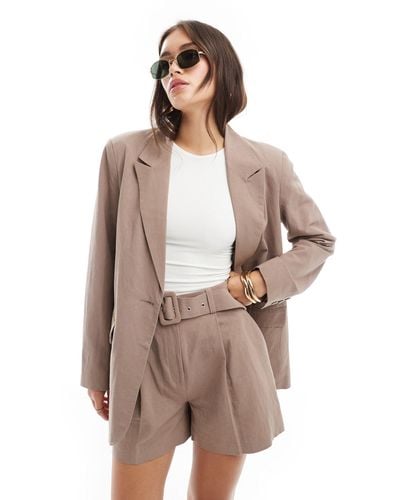 ASOS Tailored Blazer With Linen - Natural