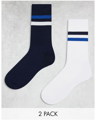 ASOS Confezione da 2 paia di calzini con righe colorate - Blu