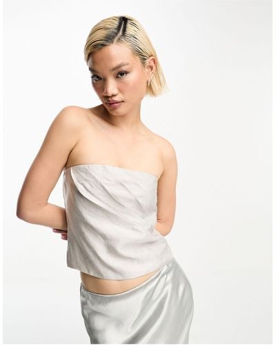 & Other Stories Linen Strapless Bustier Top - White