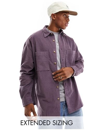 ASOS 90s Oversized Lightweight Cord Shirt - Purple