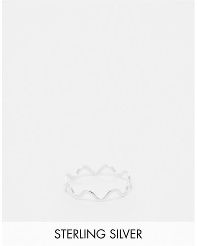 ASOS Curve Sterling Ring With Wave Design - White