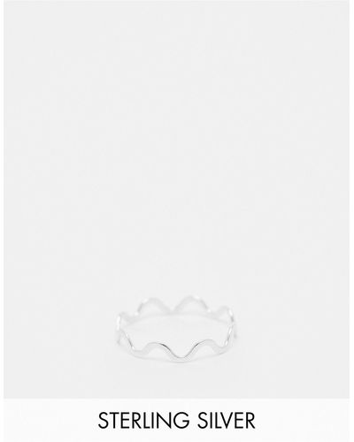 ASOS Curve – ring aus sterling mit wellendesign - Weiß
