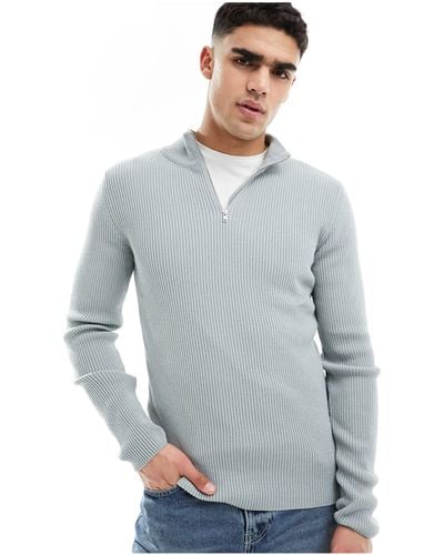 ASOS Midweight Half Zip Sweater - Grey