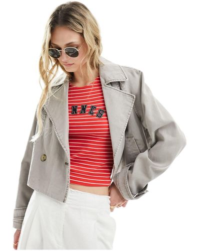 ASOS Cropped Washed Trench Coat - Red