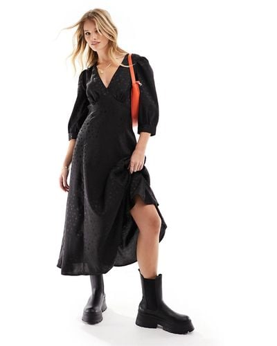 New Look Jacquard Midi Tea Dress - Black