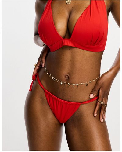ASOS Fuller Bust Exclusive Mix And Match Tie Side Bikini Bottom - Red