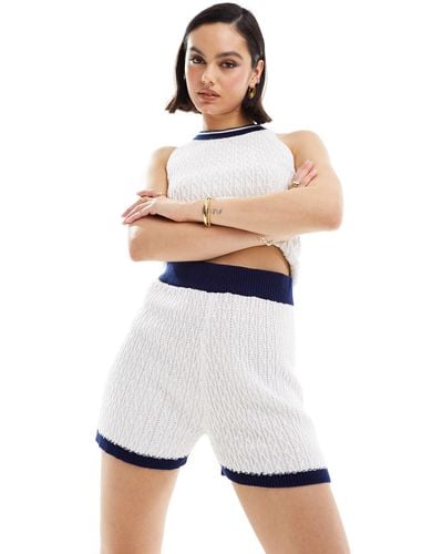 ASOS Knitted Cable Short Co-ord - White