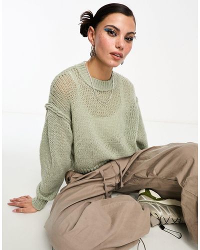 Collusion Knitted Crew Neck Sweater - Green