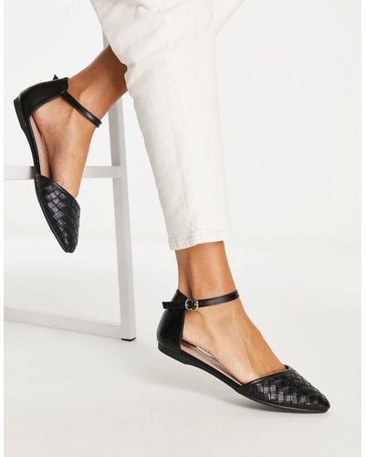 New Look Wide fit - scarpe basse nere intrecciate - Nero