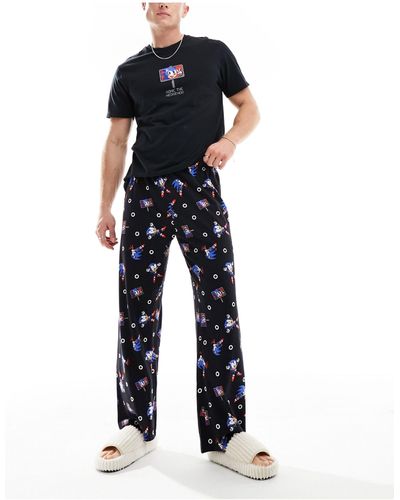 ASOS – pyjama-set mit sonic-retroprint - Blau