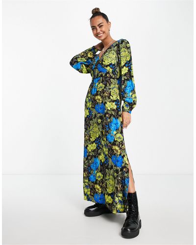 Y.A.S Maxi Jurk Met Lange Mouwen En Bloemenprint - Wit