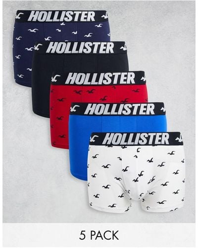 Hollister 5 Pack Trunks All Over Icon Logo Print & Waistband - Multicolour