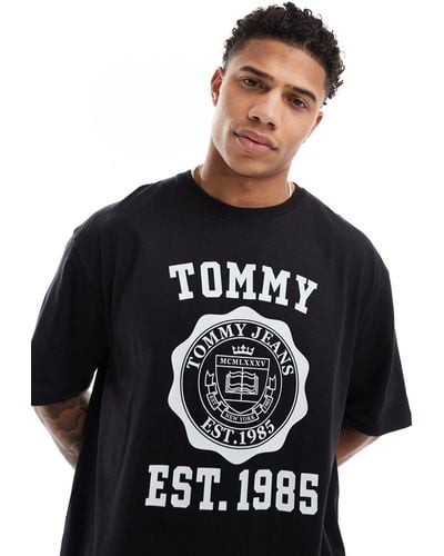 Tommy Hilfiger Oversized Crest Varsity Sports T-shirt - Black