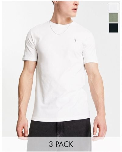 AllSaints Brace - Set Van 3 T-shirts Van Geborsteld Katoen - Wit