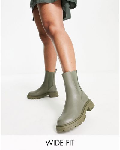 ASOS Wide Fit Alfie Chunky Chelsea Boots - Green