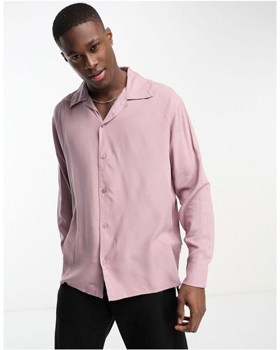 SELECTED Long Sleeve Revere Collar Shirt - Pink