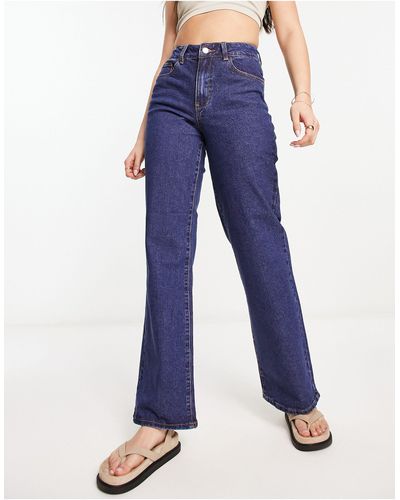 Object Cotton Wide Leg Denim Jeans - Blue