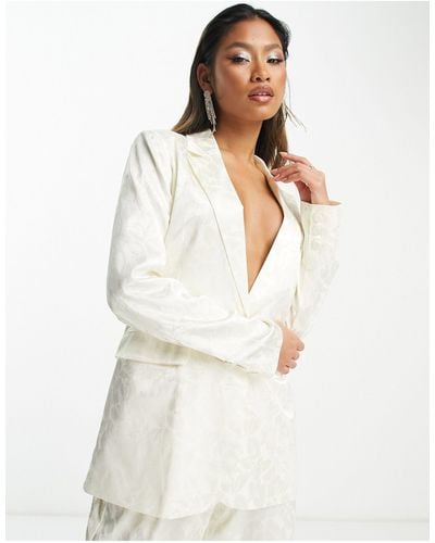 Y.A.S Bridal Devore Satin Tailored Blazer Co-ord - White