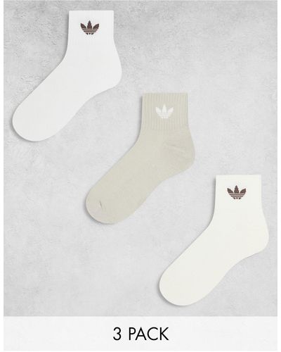 adidas Originals 3 Pack Trefoil Crew Socks - White