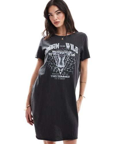 ONLY T-shirt Mini Dress With Born To Be Wild Graphic - Black