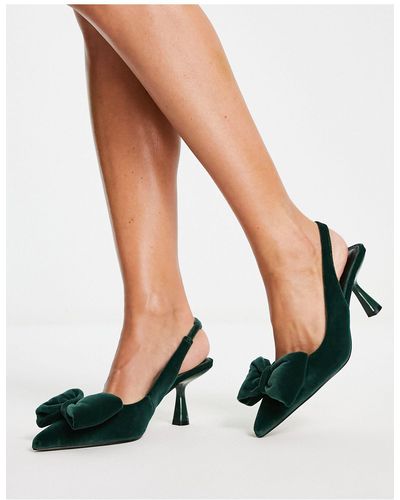 ASOS Scarlett Bow Detail Mid Heeled Shoes - Green