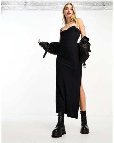 Miss Selfridge Rib Bodycon Cami Midi Dress - Black