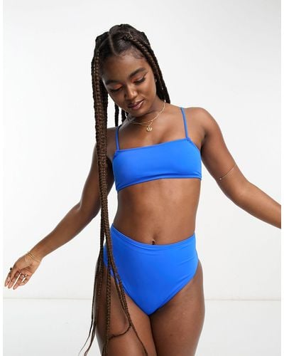 French Connection High Waisted Bikini Bottom - Blue