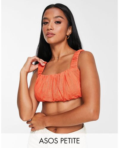 ASOS Asos Design Petite Ruched Linen Bralet - Orange