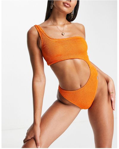 Free Society Cut Out Swimsuit - Orange
