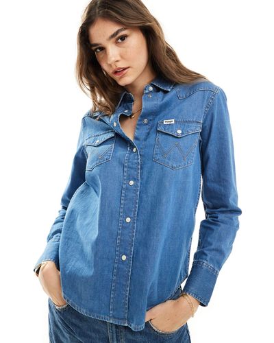 Wrangler Heritage - jupe en jean style western - moyen délavé - Bleu