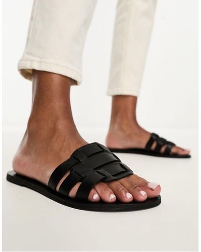 Bershka Platte Sandalen - Zwart