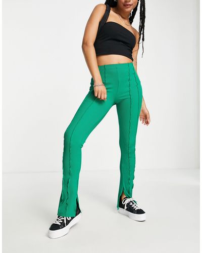 Topshop Unique Skinny Flare-broek Met Zichtbare Naad - Groen