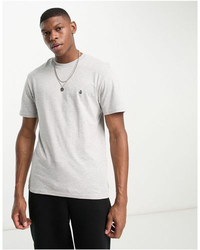 Volcom Stone blanks - t-shirt grigia con logo piccolo - Bianco