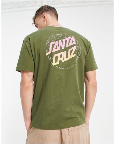 Santa Cruz Realm dot - t-shirt unisex kaki con stampa sul petto e sul retro - Verde