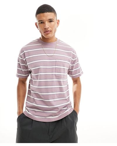 Abercrombie & Fitch Oversized Striped T-shirt - Purple