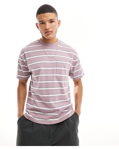 Abercrombie & Fitch T-shirt rayé oversize - Violet
