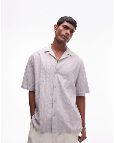 TOPMAN – kurzärmliges, strukturiertes hemd - Weiß