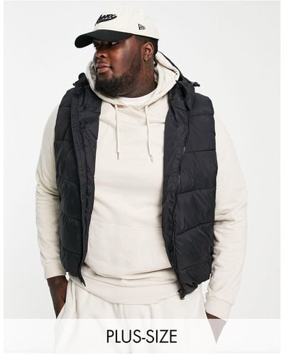 French Connection Plus Puffer Gilet With Hood - Black