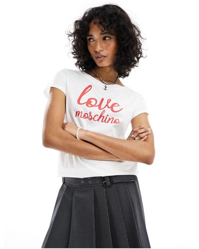 Love Moschino T-shirt à logo en italique - Blanc