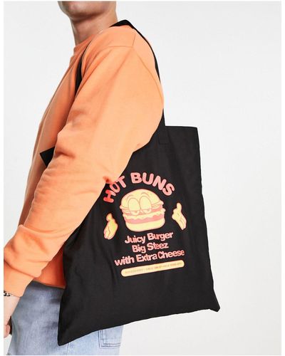 ASOS Lightweight Tote Bag With Food Print - Black