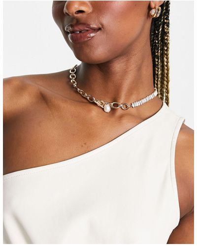 8 Other Reasons Collana color con perle e barrette a t - Bianco